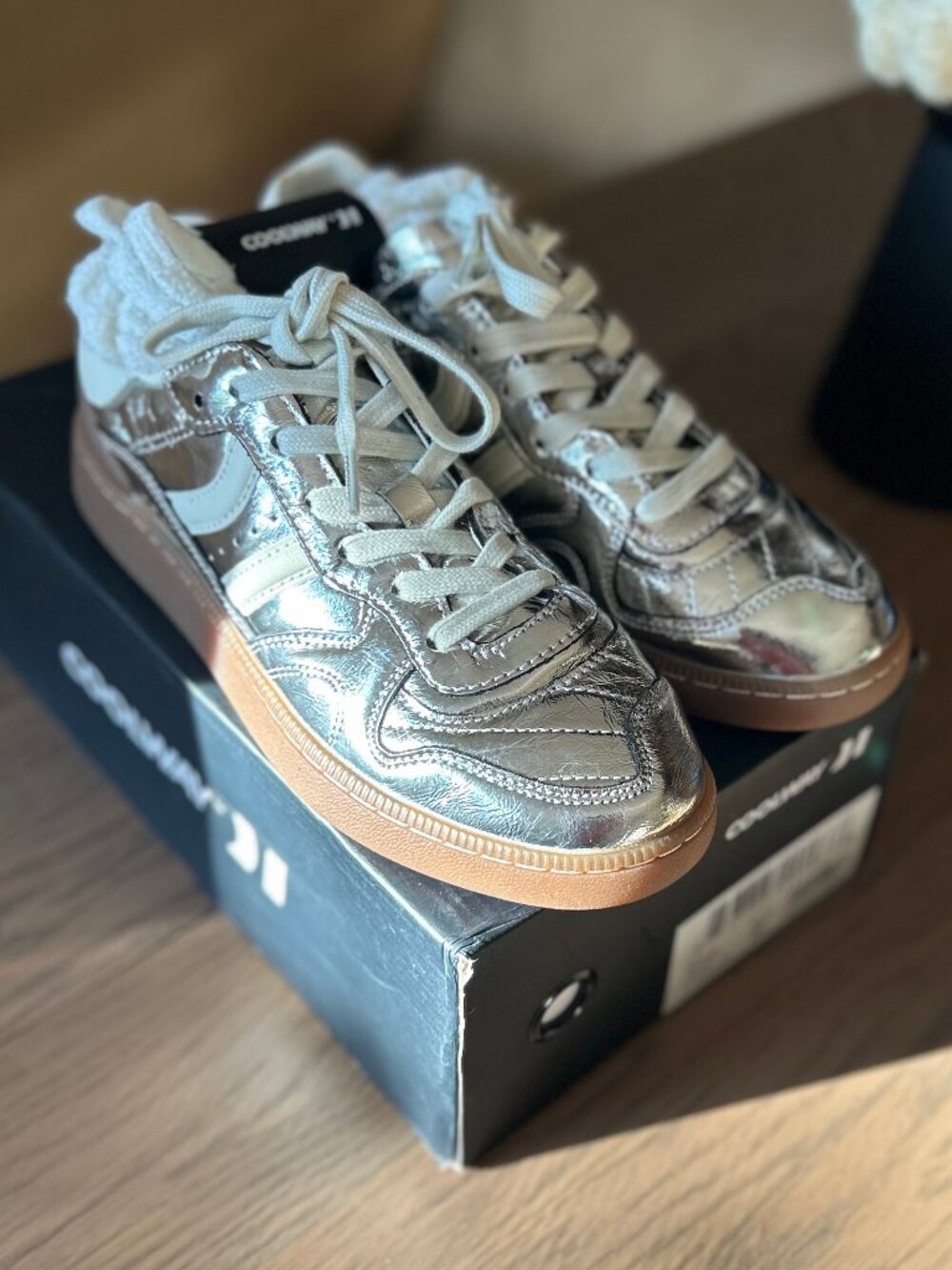 Coolway "Goal":  Silver Metallic Samba-Style Sneakers
